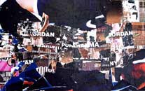 Paris Tango paper, transfer, oil pastel on panel, 'Paris Tango'