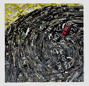Vortex paper collage on canvas, 'Vortex'