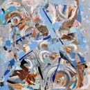 painting, paper collage, 'la cite des sciences'